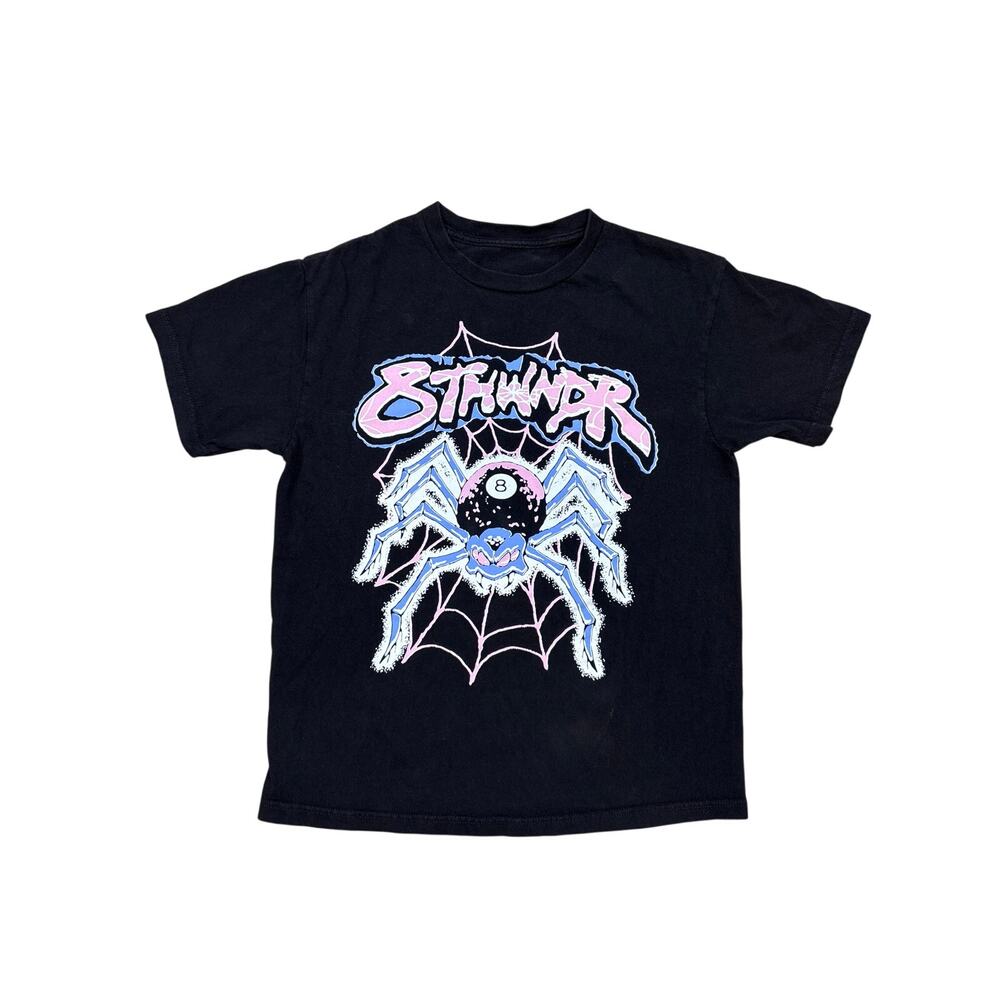8THWNDR Spider 8 ball pastel pink purple black Medium skater punk goth tee shirt